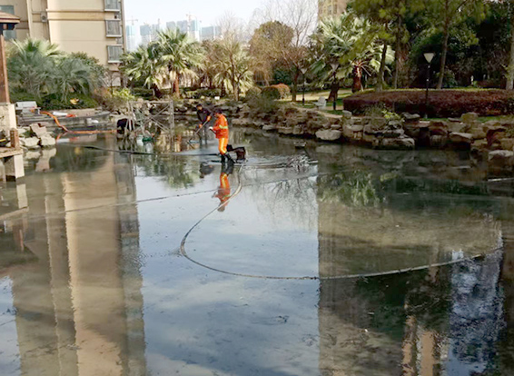 全州景观池淤泥清理